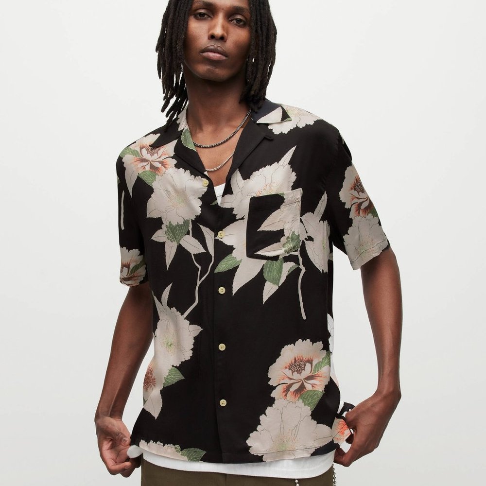 Allsaints NWT unworn Floral Shirt XL Black White
